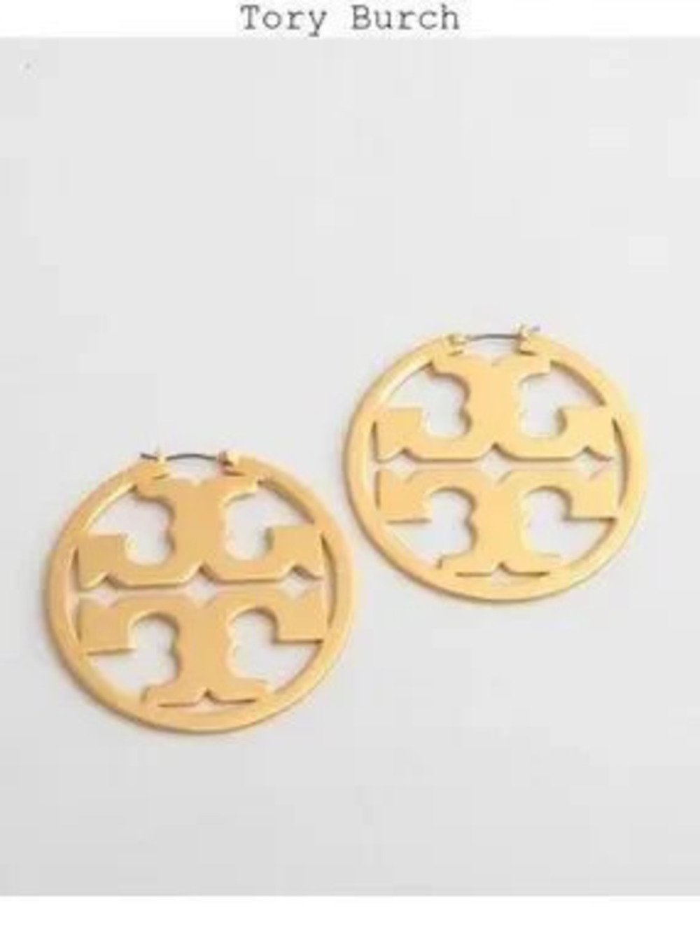Tory Burch Miller Logo Gold Hoop Earrings